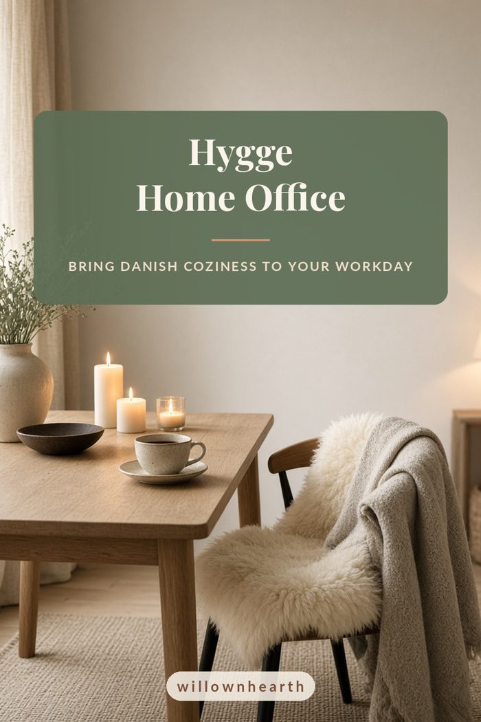 Pin graphic: Hygge Home Office, Bring Danish coziness to your workday